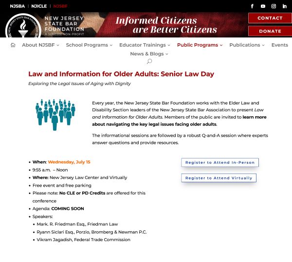 Law and Information for Older Adults program flyer