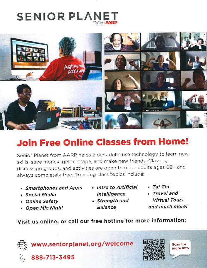 AARP Senior Planet FREE online classes